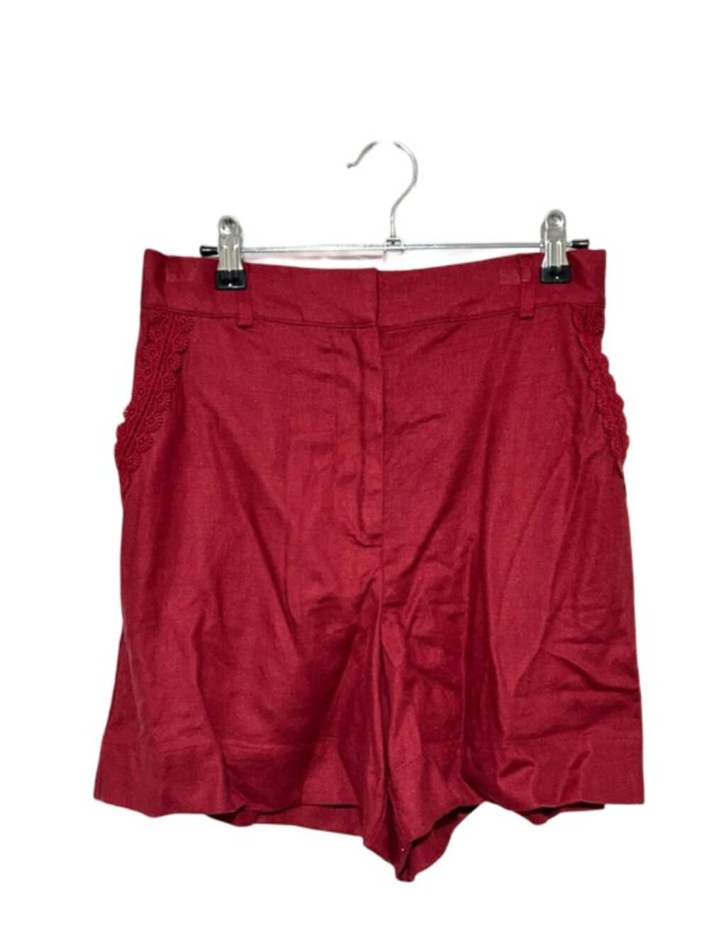 House of Harlow High-Rise Red Lace-Trim Bermuda Shorts Size Small